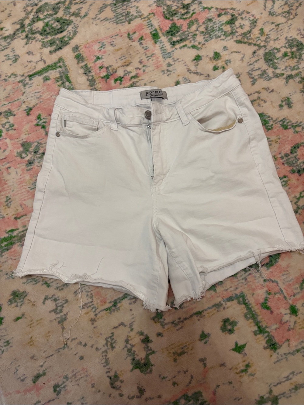 Judy Blue White Frayed High-Rise Denim Shorts